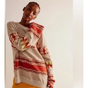 We the Free Ski Holiday Sweatshirt, Cream, size medium